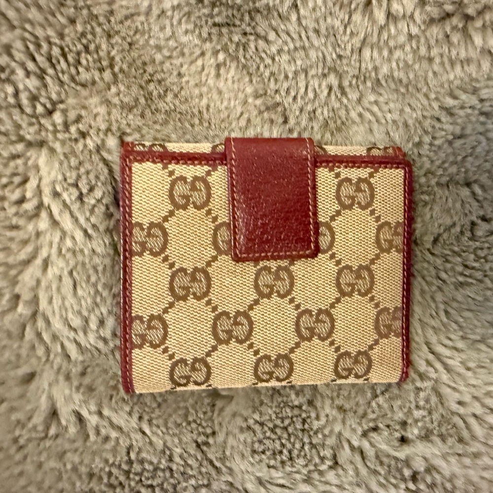 Gucci Beige and Red Monogram Wallet